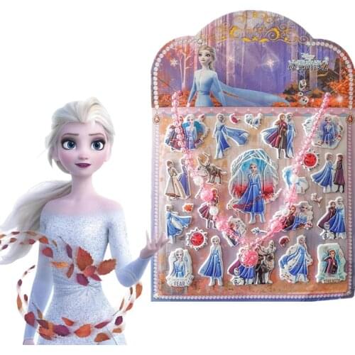 Cartoon Frozen 2 Elsa Anna 3D Bubble Stickers Necklace Disney Princess Sofia ScrapbookSing Stickers Kids Teacher Reward Gifts