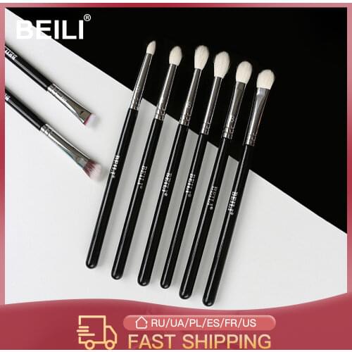 BEILI Professional 6/8pcs Classic Natural Eye Makeup Brushes Set Eyeshadow Eyebrow Blending Smokey Black Beauty Make up Brushes