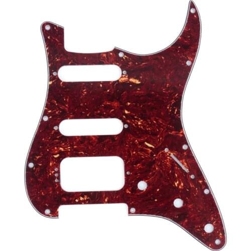 Musiclily Pro 11-Hole Round Corner HSS Guitar Pickguard for USA/Mexican Strat 4-screw Humbucking Pickup, 4Ply Vintage Tortoise