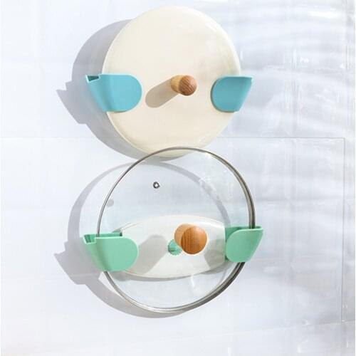 Pot Lid Holder Wall-Mounted Hanging Holder for Pan Pot Cover Rack Adjustable Kitchen Organizer Plastic Kitchen Storage Rack