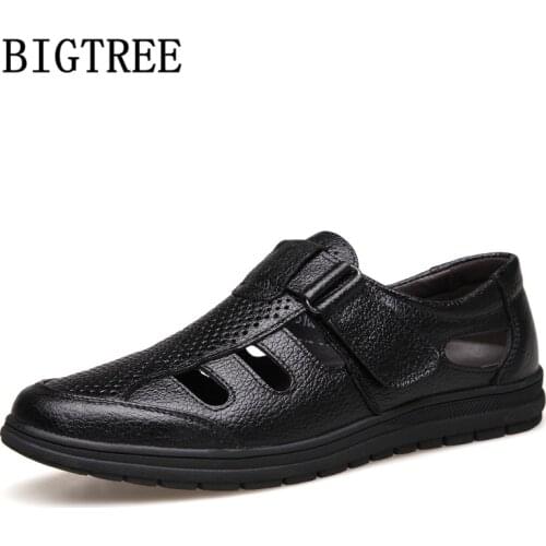 NLSCGZM Men's Leather Sandals