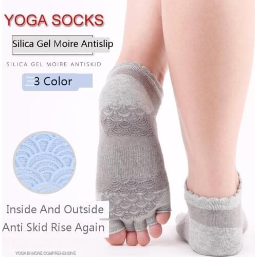 Half Toe Yoga Socks Non-Slip Pilates Yoga Socks Double side antiskid glue point Durable Open Half Five Fingers Cotton Yoga Socks