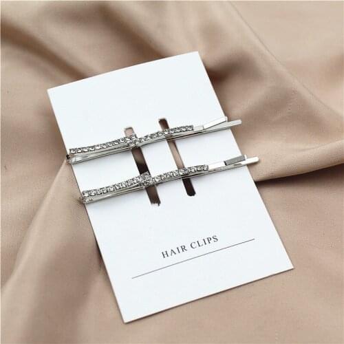New Fashion Simple Sweet Glitter Clear Crystal Hairpin Barrettes For Women Silver Color Alloy Hair Jewelry Party Gift Girls