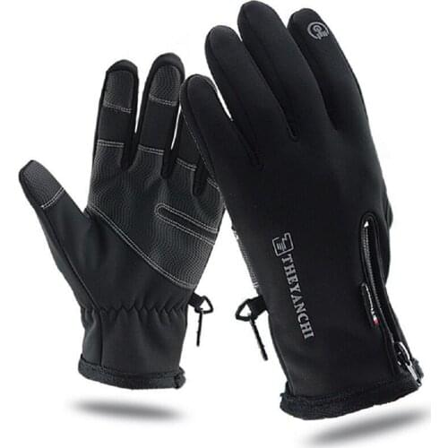 Touch Screen Winter Warm Motorcycle Bicycle Cycling Gloves Waterproof Windproof Anti-Slip PU Leather Outdoor Sport Elastic Cuff