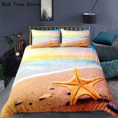Beach Starfish Beautiful Scenic Duvet Cover Sets 2/3pcs 3D Bedding Set and Pillowcase Twin Full Queen King Size Home Textiles