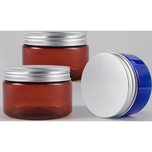 20pcs100g Empty Amber Plastic Jars Aluminum cover Containers Cosmetic Cream Lotion Powder Bottles Pots Travel Container Gel Box