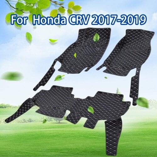 Luxury Surround for Honda CRV 2017-2019 LHD PU Leather Car Floor Mats Front & Rear Seat Ridged Floor Mats