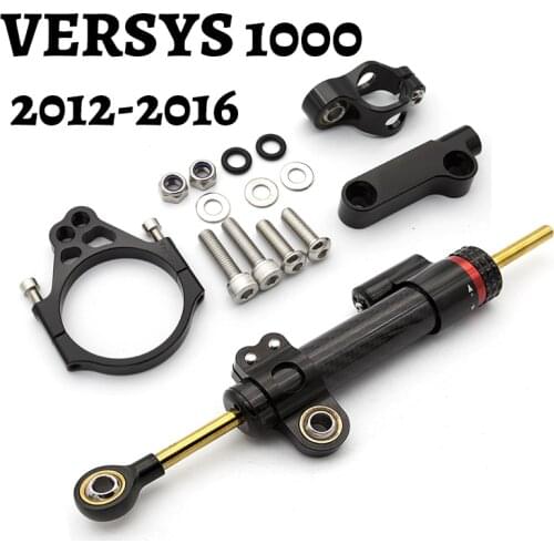 Fiber Carbon Steering Damper Stabilizer Motorcycle For Kawasaki VERSYS 1000 2012-2016 Dampers Mount Bracket Support Kit