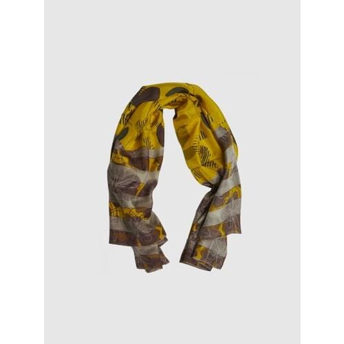 Roman Patterned 100% Silk Shawl Scarf Women Fashion Yellow Beauty Made In Turkey Silk Fabric High Quality