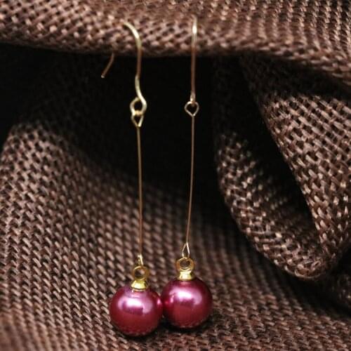 Candy colors 8 style multicolor long earrings shell simulated-pearl 8mm gold-color eardrop earbob dangle charms jewelry B1826