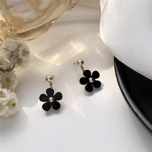 South Korea contracted retro black small flower earrings in 2020 the new super fairy maiden earrings