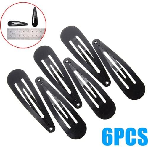 6pcs/pack Portable Large Metal Enamelled Hair Snap Clips Ladies Girls Hair Clips Hairdressing Hair Styling Tools 5cm Black