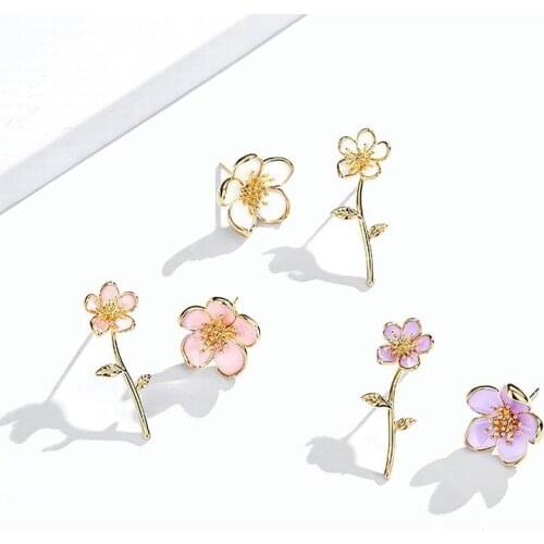2021 New Spring Summer AB Flower Earrings For Women Girls Korean Style Pink Purple White Cute pendientes Wholesale