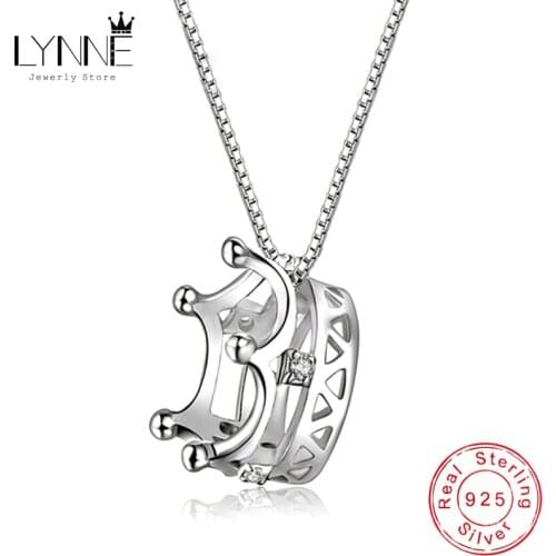 New Exquisite Crown Zircon Pendant Necklace 925 Sterling Silver Fashion Rhinestone Collarbone Necklaces Women&Girl Jewelry Gift
