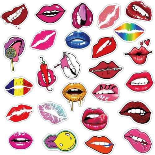 10/30/50Pcs Girls Sexy Hot Lips Stickers For Motorcycle Laptop Water Bottle Luggage Skateboard Car Decal DIY Stickers