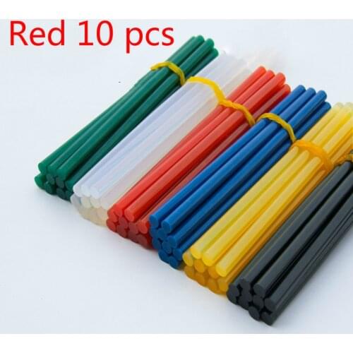 Red 10 pcsHot melt adhesive rod 7mm hot melt adhesive, silica gel glass melt adhesive glue stick color