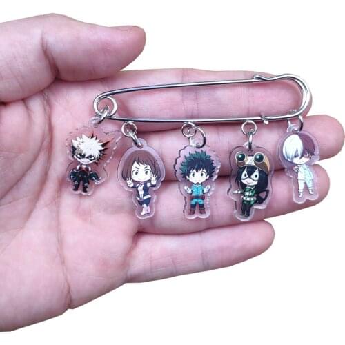 5 Styles Hot Acrylic Anime Cartoon My Hero Academia Deku Brooch Overcoat Bag Badge Women Men Unique Birthday Party Gift