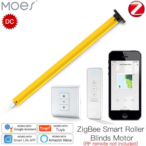 Moes Automatic 25mm Smart ZigBee Tubular Roller Blinds Motor DC RF433 Remote 38mm Tube Smart LifeTuya via Alexa Google Home