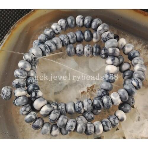 Free shipping Women Fashion Jewelry 4x6mm Fashion Gray Jaspe Abacus Loose Beads 15.5" FG6316