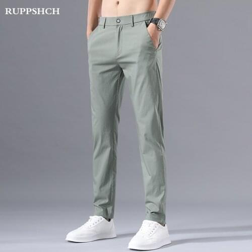 2021 Summer New Men Business Casual Pants Men Fashion Slim High Quality Straight Trousers Men Stretch Pants 38