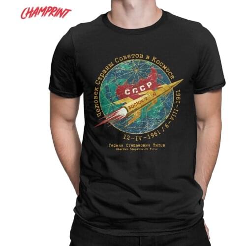 CCCP Golden Rocket Mens T Shirts USSR Soviet Union Unique Tees Short Sleeve Crewneck T-Shirt Cotton Plus Size Tops