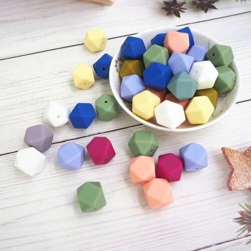 Chenkai 100PCS Silicone 14MM Hexagon Leopard Beads BPA Free DIY Bead Chewing Pacifier Dummy Baby Teether Chain Accessories
