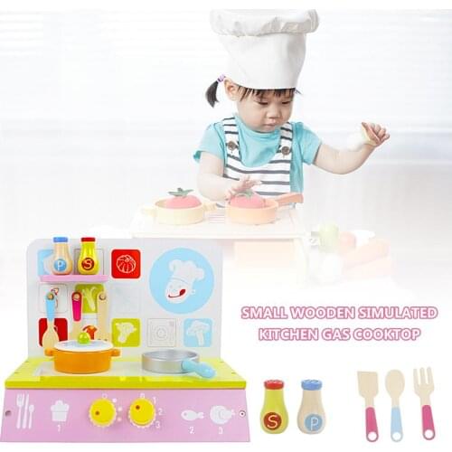 Wooden Kitchen Cooktop With Cookware Accessories Toys Set Pretend Playing Toy Childrens Toys Gor Girls Boys Interactive Gifts