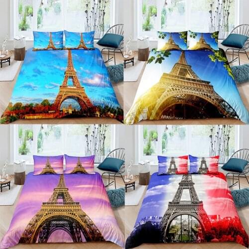 Eiffel Tower landscape 3D Print Comforter Bedding Set Luxury Kids Adult Duvet Covers and Pillowcase Home Textile Queen King Size