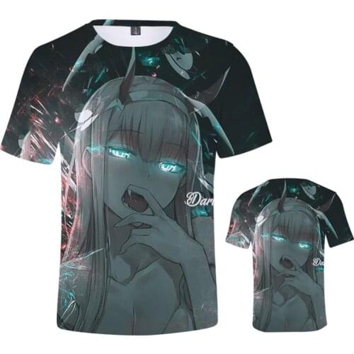 DARLING In The FRANXX 3d T Shirt Aesthetic Men Fashion Boys 90s Tshirt Harajuku Ulzzang Zero Two Anime Summer T-shirt Tops Male