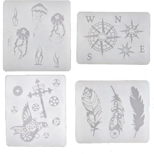 Handmade Gear Bird Feather Jellyfish Compass Silicone Resin Mold Thin Bookmark Art Crafts Tools Resin Fillings Making