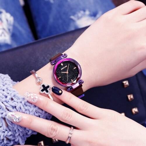 Exquisite Starry Sky Women Watches Magnetic Steel Mesh Band Ladies Dress Casual Wristwatches Luxury Crystal Female Quartz Clock