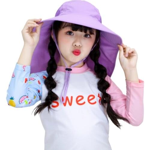 Kid Big Sun Hat Beach Hats Anti-UV Sun Protection Folding Cap Children Summer Hot Travel Hats Wide Brim Wide Beach Caps