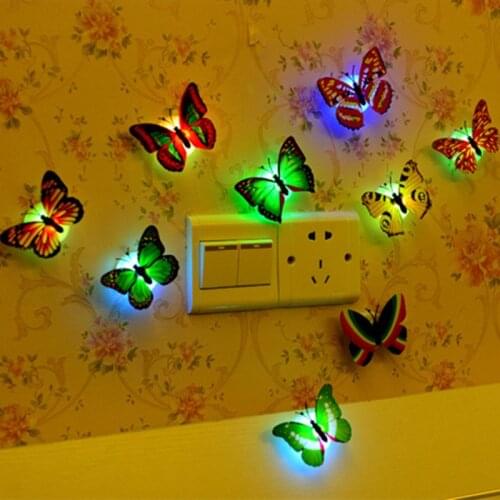 Creative Colorful Night Light Can Be Pasted To Decorate Butterfly Craft Gifts Wedding Patio Home Decoration Accessories Birthday
