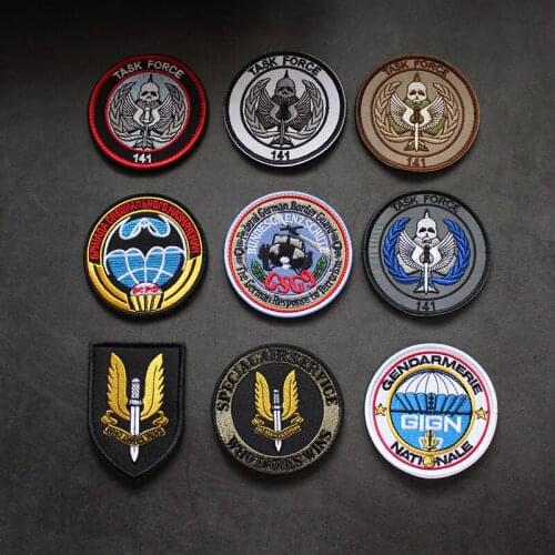 Round Embroidery Velcro Seal Punisher Patch British Air Force Regiment SAS Sticker Cloth For Clothes Backpack Military Badge