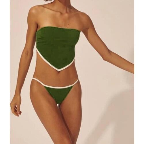 Swimsuit female bikinis set bikini swim new swimwear wire free swimming women swimwear swimming green low waistblack brown blue