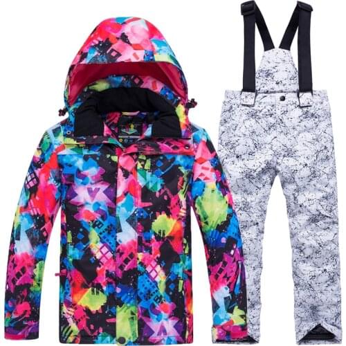 Girls Boys Ski Suit New Hot Waterproof thermal Winter Clothing Childrens Ski Suits -30 degree snowboard Ski jacket Pants Set