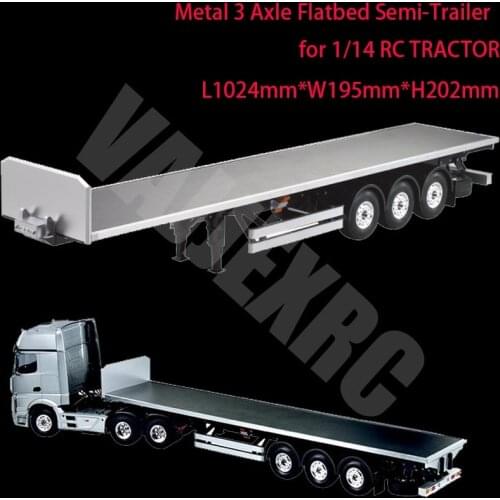 1/14 Scale Metal 3-axle Platform Flatbed Trailer (L X W X H)1024 X 195 X202mm