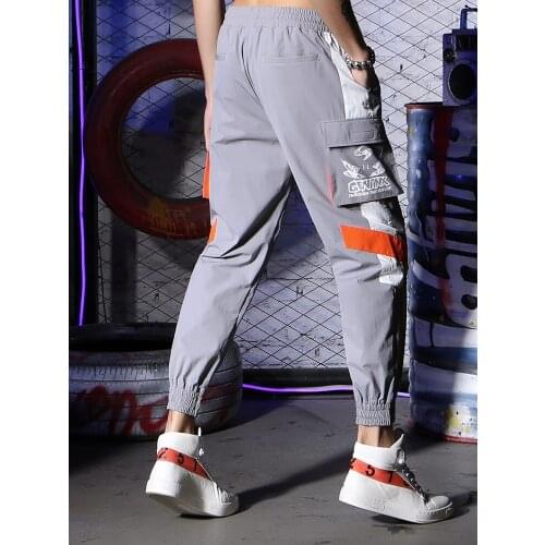 Lightning Fashion Brand Multi-Pocket Cargo Pants Mens Fashion Ankle-Tied Korean Style Loose Fashionable Casual Pants