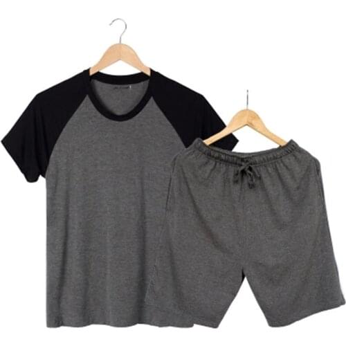 Men clothes for summer pajamas sets short sleeve modal thin home clothing loose large size casual pajamas pants