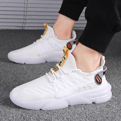 Men Soft Breathable Monolayer Mesh Shoes Durable Non-slip Soles Knit Outdoor Sports Running Athletic Sneakers