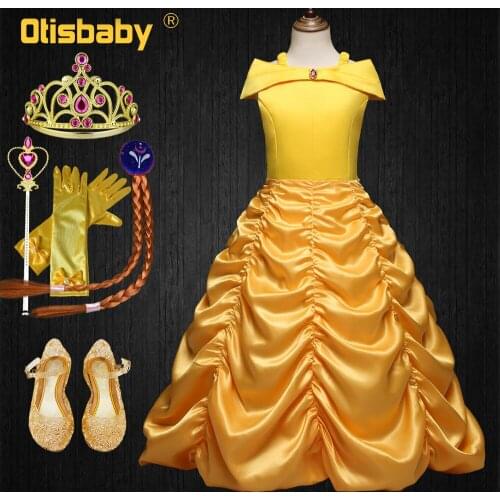 Halloween Children Fancy Girls Clothing Fold Belle Princess Prom Dress Kids Baby Girl Birthday Party Ball Gown Christmas Costume