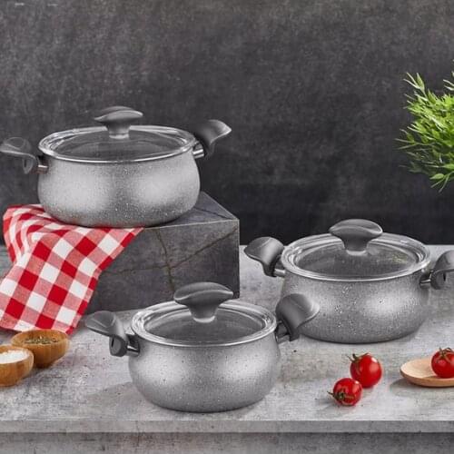 New model pan cookware Papilla Fred Granite Casserole Cookware Set 6 Piece