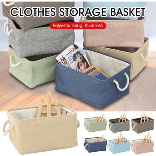 2021 New Folding Linen Fabric Laundry Storage Basket Kids Toys Storage Box Clothes Storage Bag Organizer Home Laundry Basket