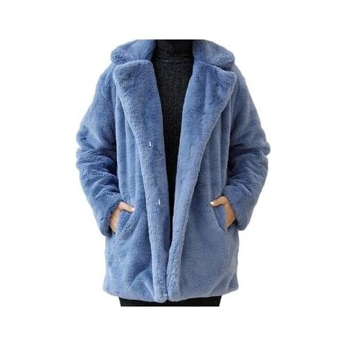 2021 New Winter Rabbit Fur Coat Women Thick Warm Turn Down Collar Faux Fur Jacket Fashion Fluffy Loose Parka