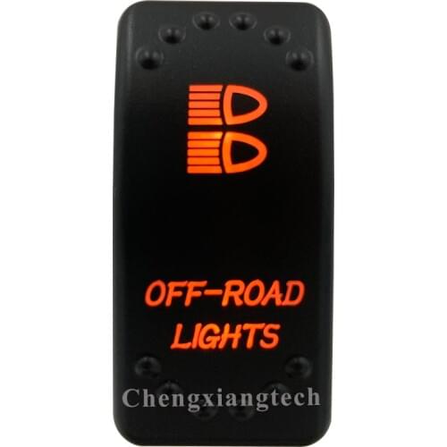 5 Pin SPST Laser Etched Off-Road Lights Rocker Button Switch Orange Led ON OFF 12v 20A, Waterproof