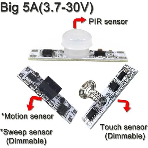 DC3.7V 5V 12V 24V 30V hand sweep sensor switch PIR motion sensor switch Touch sensor switch for 5730 5630 2835 led strip