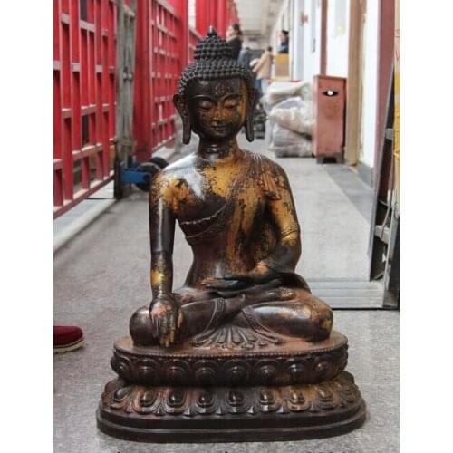 Song voge gem S1409 26" Tibet Buddhism Temple Old Copper Bronze Sakyamuni Tathagata Buddha Statue