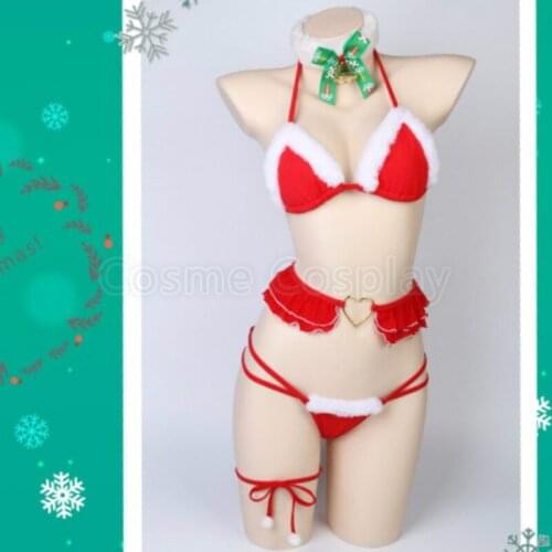 Daily Anime Cosplay Costume Bikini Swimwear Swimsuit Sukumizu Christmas Gift New Year Costumes Red Bikini Leather Sexy Swimsuit