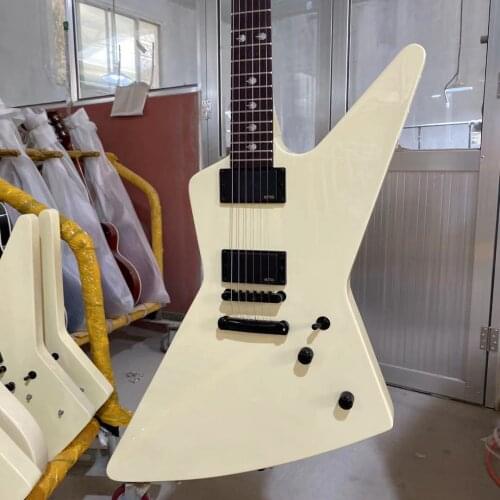 Factory Direct Explore Electric Guitar Cream White Version Finger Inlay Rosewood Fingerboard Free Shipping Black Hardware