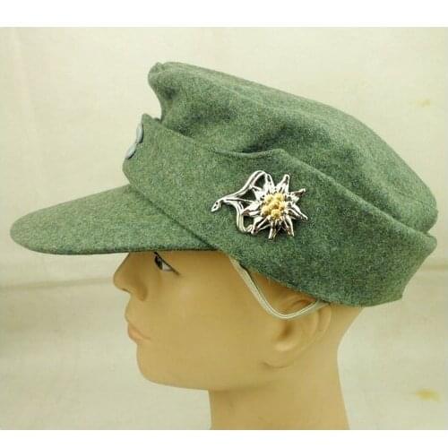 Reproduction WWII GERMAN WH EM M43 PANZER WOOL FIELD CAP HAT & EDELWEISS BADGE STYLE WW2 Military Store